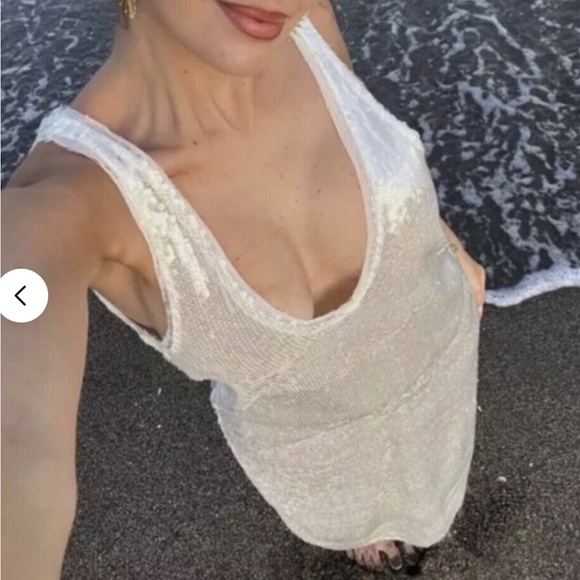 ZARA white sequins midi dress size extra small - Picture 7 of 16